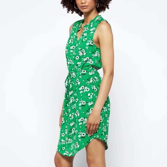 Worn once Market & Spruce Green Floral Jeanie Ruffle Detail Dress - Picture 2 of 8